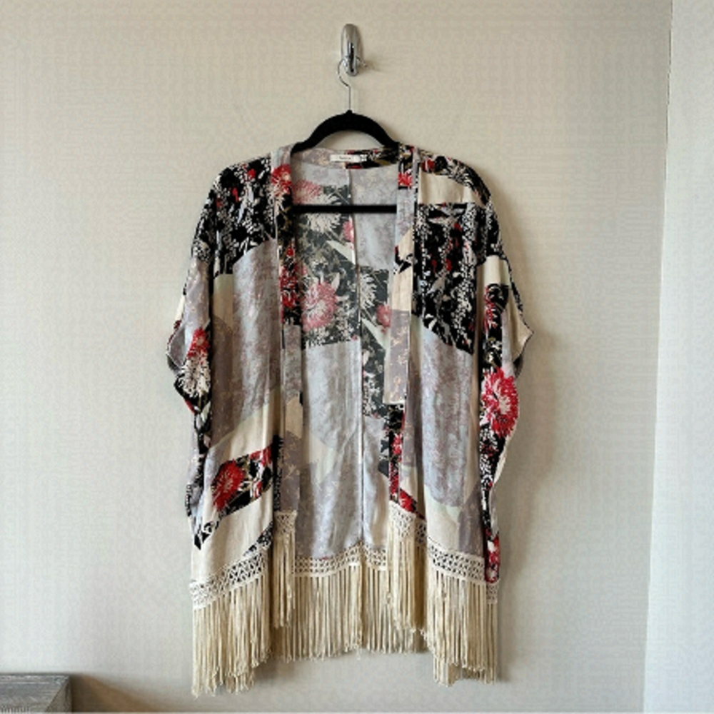 ARITZIA-TALULA Fawkner Patchwork Fringe Coastal Cowgirl Kimono (Size:XXS/XS)